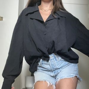 Black oversized button down